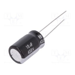 1 pcs x PANASONIC - EEUEB2W100 - Capacitor: electrolytic, THT, 10uF, 450VDC, Ø12.5x20mm, Pitch: 5mm