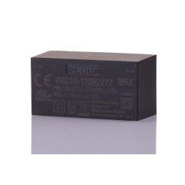 1 pcs - Recom Switching Power Supply, RAC10-12DK/277, 12V dc, ±420mA, 10W, Dual Output, 85 - 305V ac Input Voltage