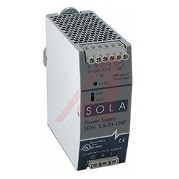 1 pcs - SolaHD SDN-P DIN Rail Power Supply, 85 - 132V ac ac, dc Input, 24V dc dc Output, 2.5A Output, 60W