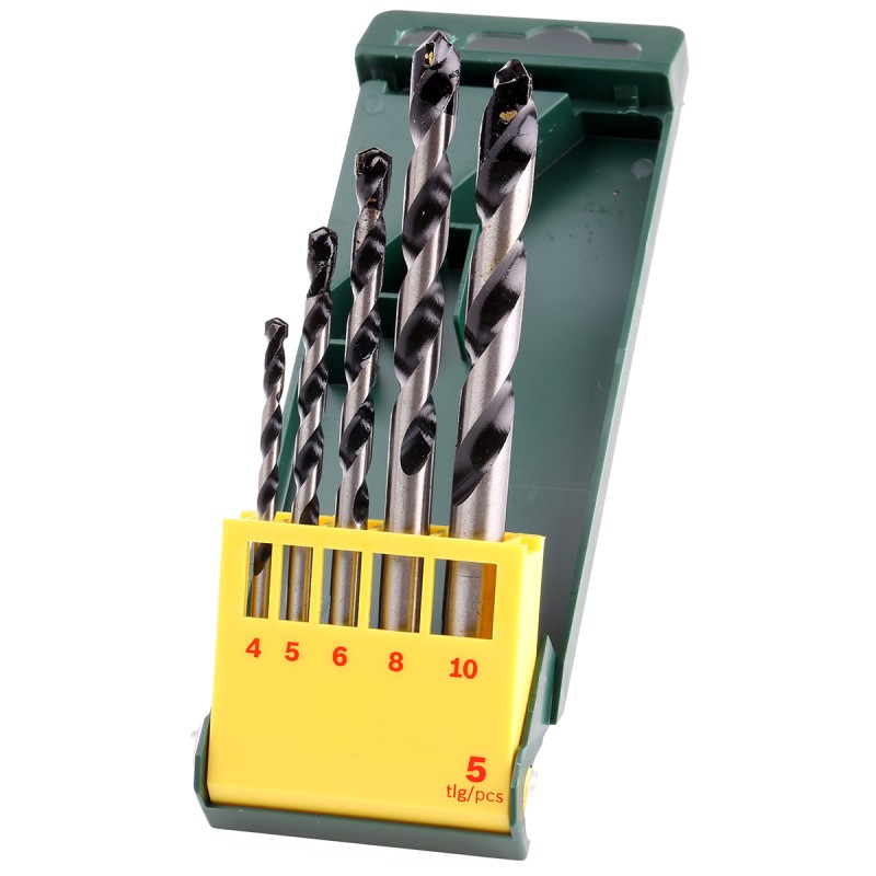1 Set - Bosch 5-Piece Twist Drill Bit Set for Masonry, 10mm Max, 4mm Min, Tungsten Carbide Tipped Bits