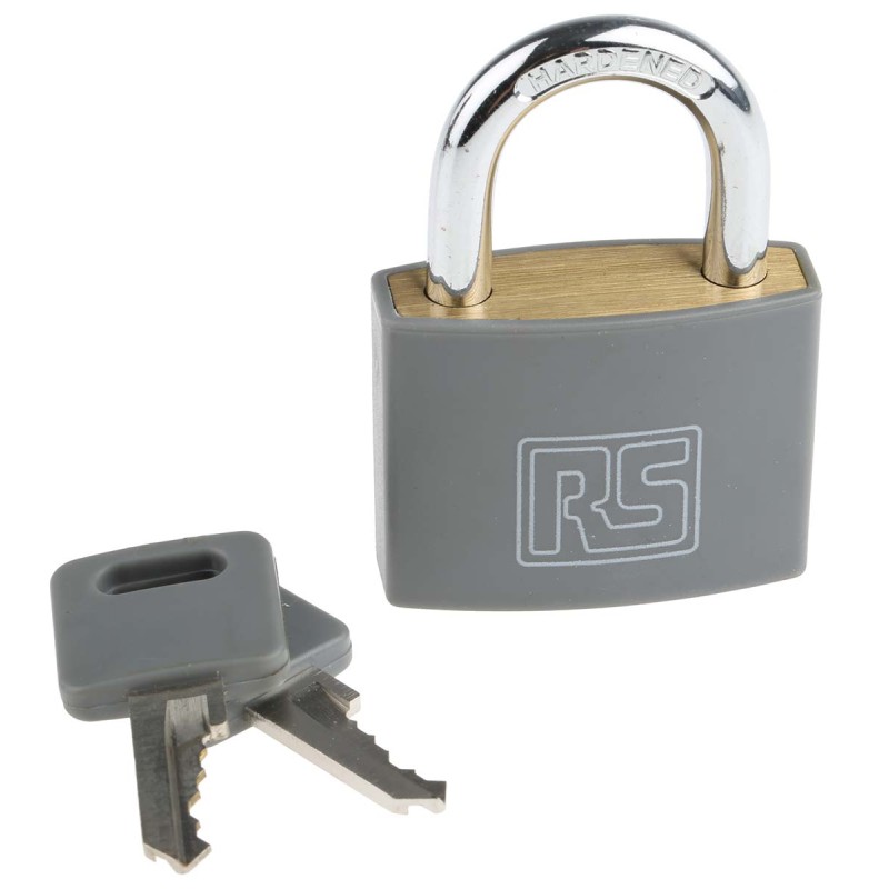 1 pcs - RS PRO Key Weatherproof Brass Padlock, 6mm Shackle, 43mm Body