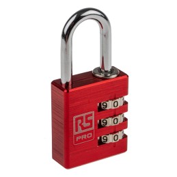 1 pcs - RS PRO Combination Weatherproof Aluminium Combination Padlock, 5mm Shackle, 30mm Body