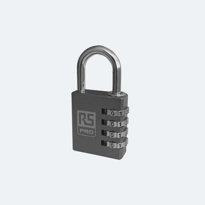 1 pcs - RS PRO Combination Aluminium Combination Padlock, 6mm Shackle, 40mm Body