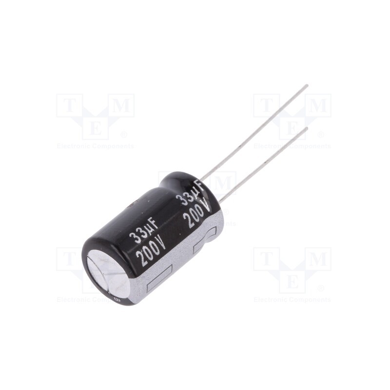 1 pcs x PANASONIC - EEUEB2D330 - Capacitor: electrolytic, THT, 33uF, 200VDC, Ø12.5x20mm, Pitch: 5mm
