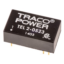 1 pcs - TRACOPOWER TEL 2 DC-DC Converter, ±15V dc/ ±65mA Output, 4.5 - 9 V dc Input, 2W, Through Hole, +75°C Max Temp