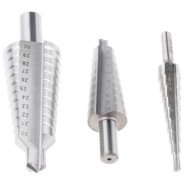 1 Set - EXACT 3-Piece Step Drill Bit Set for Metal, 30mm Max, 4mm Min, HSS Bits