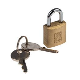 1 pcs - RS PRO Key Weatherproof Brass Padlock, 4mm Shackle, 20mm Body