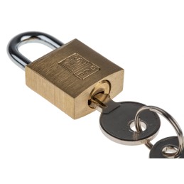 1 pcs - RS PRO Key Weatherproof Brass Padlock, 4mm Shackle, 20mm Body