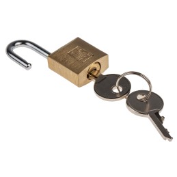 1 pcs - RS PRO Key Weatherproof Brass Padlock, 4mm Shackle, 20mm Body