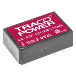 1 pcs - TRACOPOWER TEN 3 DC-DC Converter, ±12V dc/ ±125mA Output, 4.5 - 9 V dc Input, 3W, Through Hole, +85°C Max Temp