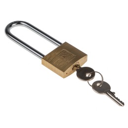 1 pcs - RS PRO Key Weatherproof Brass Padlock, 6mm Shackle, 40mm Body