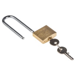 1 pcs - RS PRO Key Weatherproof Brass Padlock, 6mm Shackle, 40mm Body