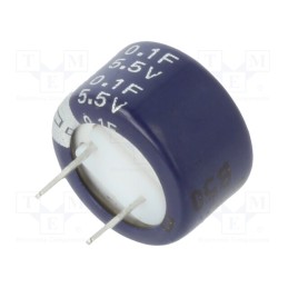 1 pcs x EATON ELECTRONICS - KW-5R5C104-R - Supercapacitor, THT, 100mF, 5.5VDC, -20÷80%, Ø13.5x8.3mm, 50Ω