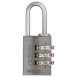 1 pcs - ABUS 145/20 Combination Weatherproof Aluminium Combination Padlock, 3mm Shackle, 22.5mm Body