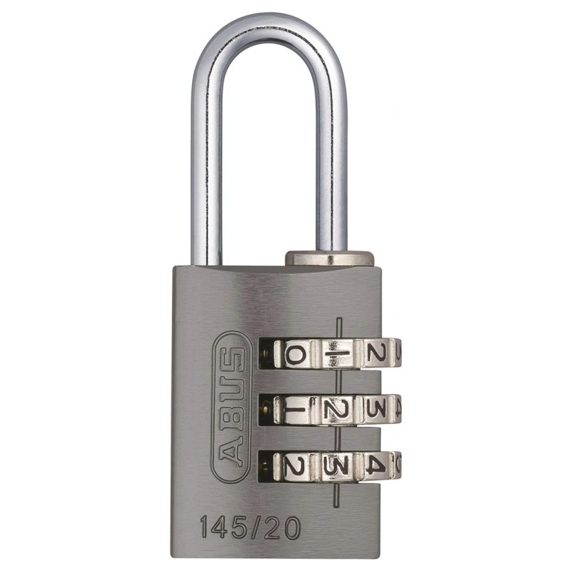 1 pcs - ABUS 145/20 Combination Weatherproof Aluminium Combination Padlock, 3mm Shackle, 22.5mm Body