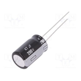 1 pcs x PANASONIC - EEUEB2D470 - Capacitor: electrolytic, THT, 47uF, 200VDC, Ø12.5x20mm, Pitch: 5mm