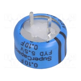 1 pcs x KEMET - FYD0H104ZF - Supercapacitor, THT, 0.1F, 5.5VDC, -20÷80%, Body dim: Ø13x8.5mm