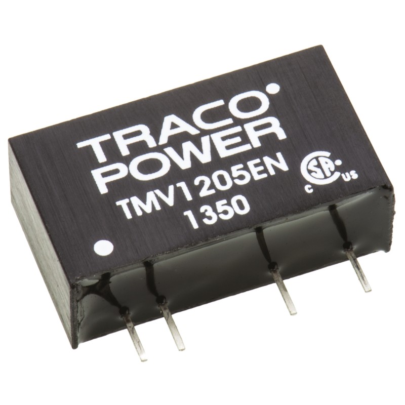 1 pcs - TRACOPOWER TMV EN DC-DC Converter, 5V dc/ 200mA Output, 10.8 - 13.2 V dc Input, 1W, Through Hole, +85°C Max Temp