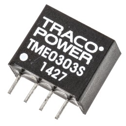 1 pcs - TRACOPOWER TME DC-DC Converter, 3.3V dc/ 260mA Output, 2.7 - 3.3 V dc Input, 1W, Through Hole, +85°C Max Temp