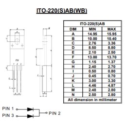10 pcs - Diodes Inc 120V Rectifier & Schottky Diode, JEDEC TO-220ABFP G30H120CTFW