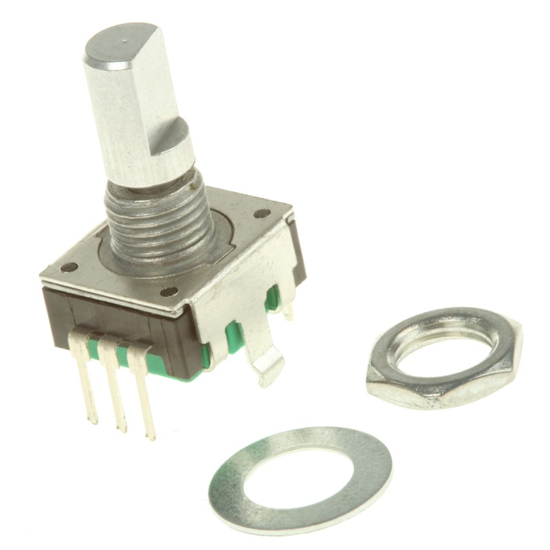 10 pcs - Bourns 24 Pulse Incremental Mechanical Rotary Encoder with a 6 mm Flat Shaft (Not Indexed), Through Hole