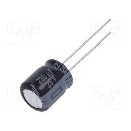 1 pcs x PANASONIC - EEUTP1E221 - Capacitor: electrolytic, THT, 220uF, 25VDC, Ø10x12.5mm, Pitch: 5mm