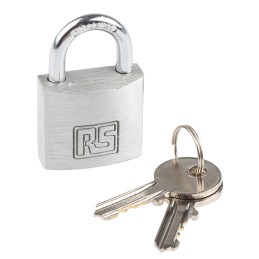 1 pcs - RS PRO Key Weatherproof Aluminium Safety Padlock, 5mm Shackle, 27mm Body