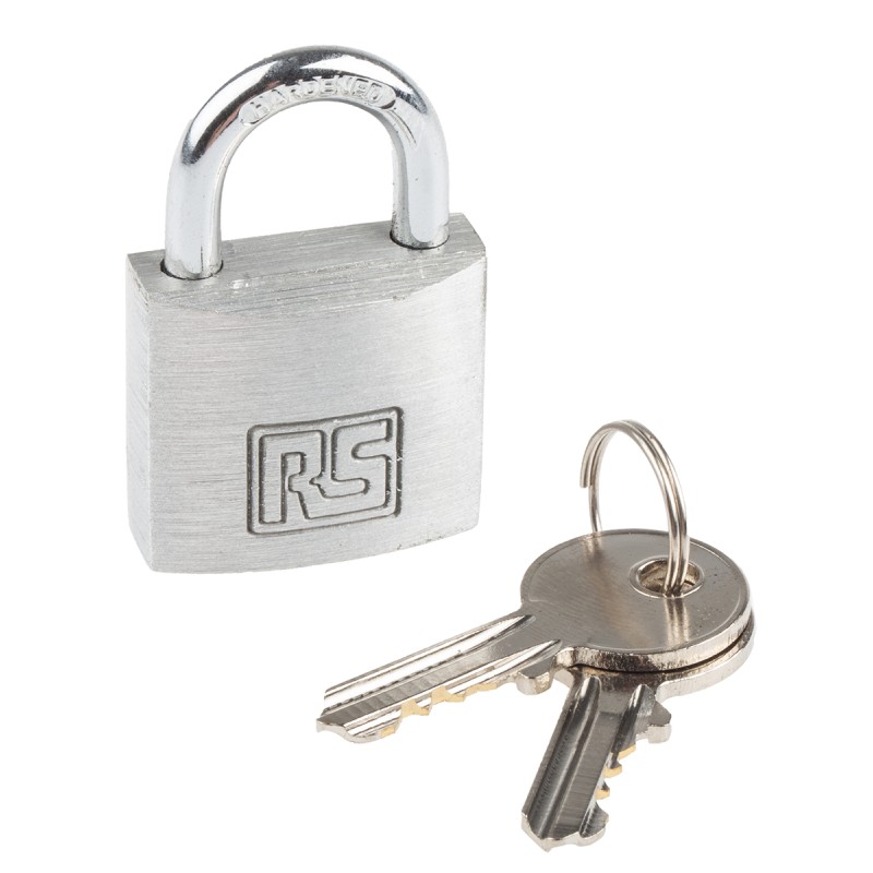 1 pcs - RS PRO Key Weatherproof Aluminium Safety Padlock, 5mm Shackle, 27mm Body
