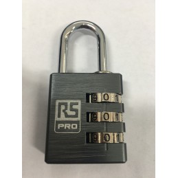 1 pcs - RS PRO Combination Aluminium Combination Padlock, 5mm Shackle, 32mm Body
