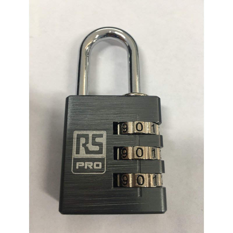 1 pcs - RS PRO Combination Aluminium Combination Padlock, 5mm Shackle, 32mm Body