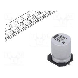 1 pcs x VISHAY - MAL214097805E3 - Capacitor: electrolytic, SMD, 10uF, 63VDC, 8x8x10mm, ±20%