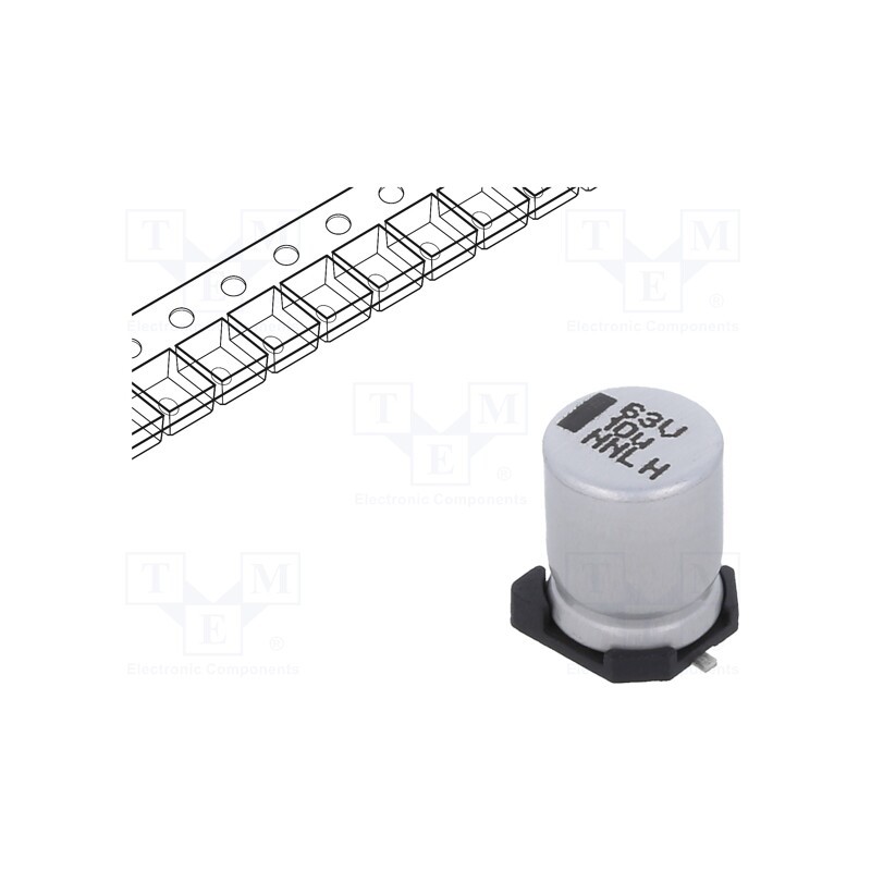 1 pcs x VISHAY - MAL214097805E3 - Capacitor: electrolytic, SMD, 10uF, 63VDC, 8x8x10mm, ±20%