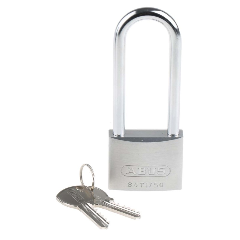 1 pcs - ABUS 64TI Key Weatherproof Titanium Weatherproof Padlock, 8mm Shackle, 50mm Body