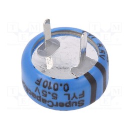 1 pcs x KEMET - FYL0H103ZF - Supercapacitor, THT, 0.01F, 5.5VDC, -20÷80%, Body dim: Ø11x5mm