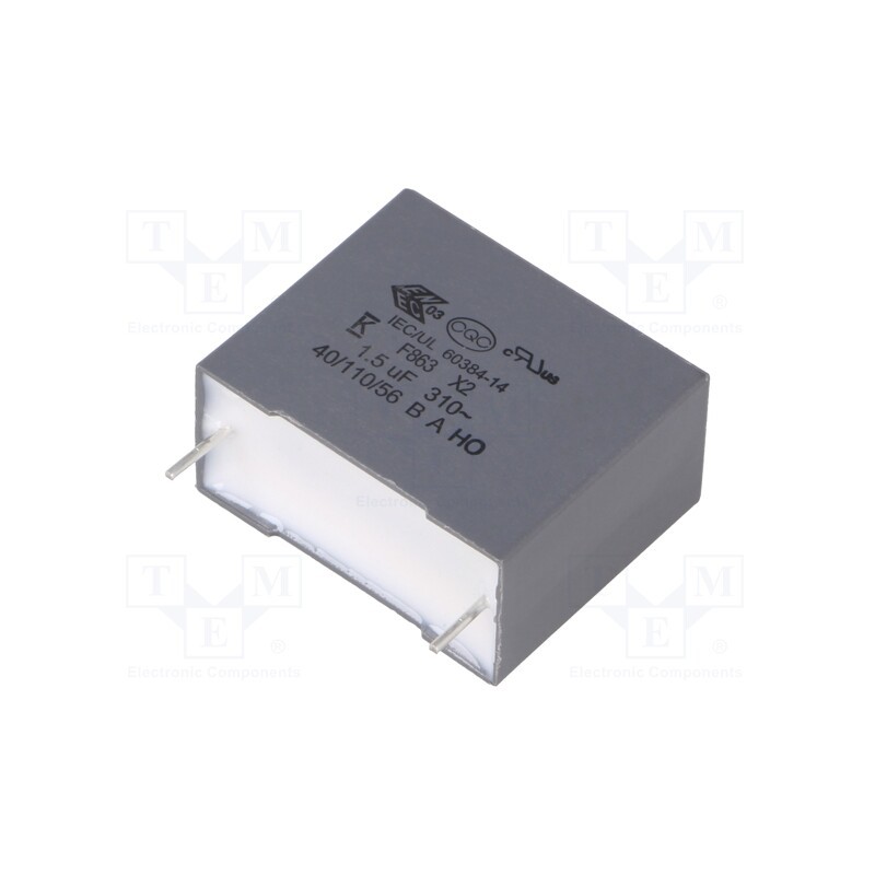 1 pcs x KEMET - F863DV155K310Z - Capacitor: polypropylene, 1.5uF, 26.5x22x13mm, THT, ±10%, 22.5mm
