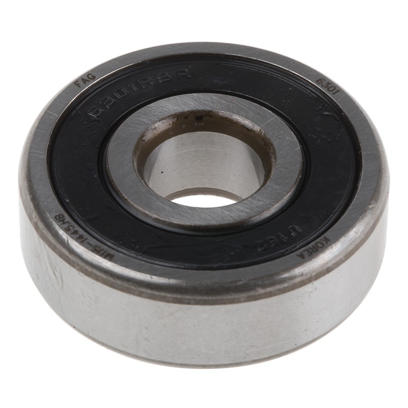 1 pcs - FAG 6301-2RSR Single Row Deep Groove Ball Bearing- Both Sides Sealed 12mm I.D, 37mm O.D
