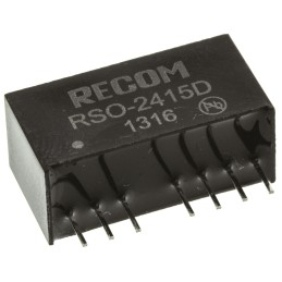 1 pcs - Recom RSO DC-DC Converter, ±15V dc/ ±34mA Output, 18 - 36 V dc Input, 1W, Through Hole, +85°C Max Temp -40°C Min