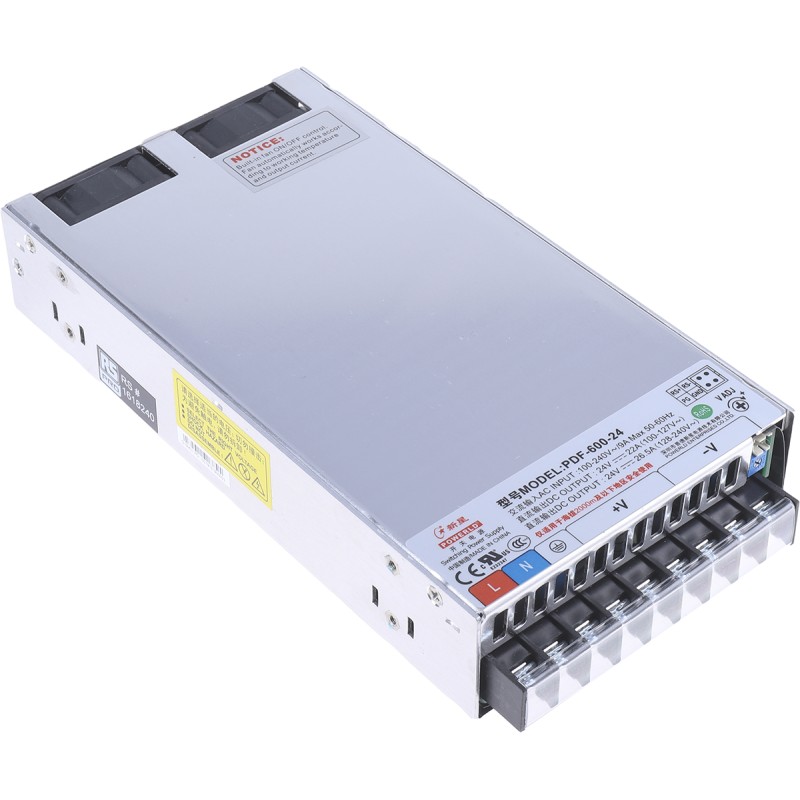 1 pcs - RS PRO Switching Power Supply, 24V dc, 26.5A, 600W, 1 Output, 90 - 264V ac Input Voltage