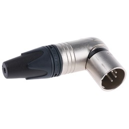 1 pcs - Neutrik Cable Mount XLR Connector, Right Angle, Male, 50 V, 5 Way, Silver Plating