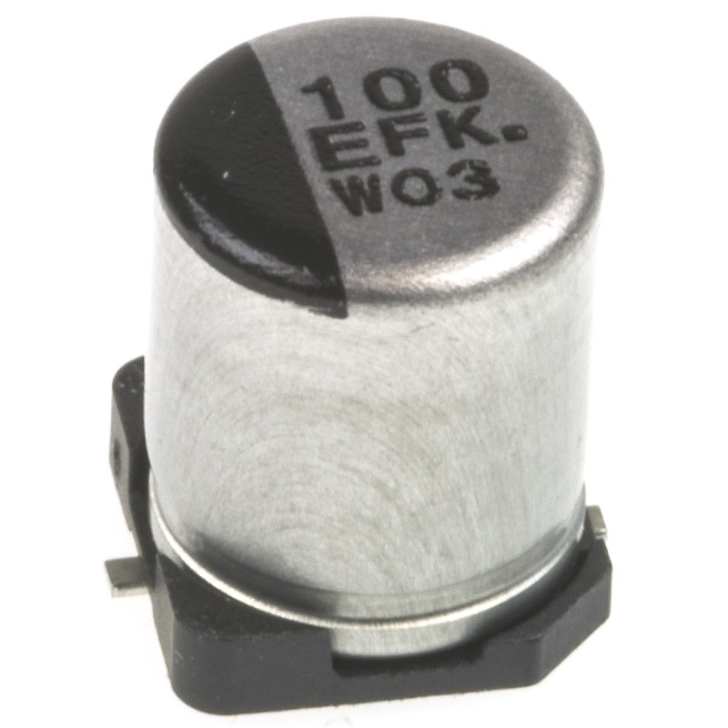 100 pcs - Panasonic 100μF Aluminium Electrolytic Capacitor 25V dc, Surface Mount - EEEFK1E101XP