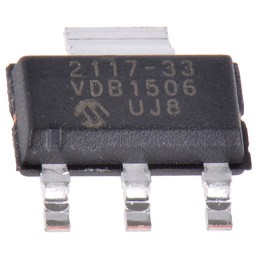 10 pcs - Microchip TC2117-3.3VDBTR, 1 Low Dropout Voltage, Voltage Regulator 800mA, 3.3 V 3+Tab-Pin, SOT-223