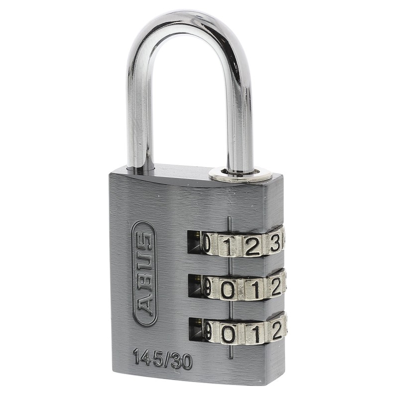 1 pcs - ABUS 145/30 Combination Weatherproof Aluminium, Steel Safety Padlock, 5mm Shackle, 30mm Body