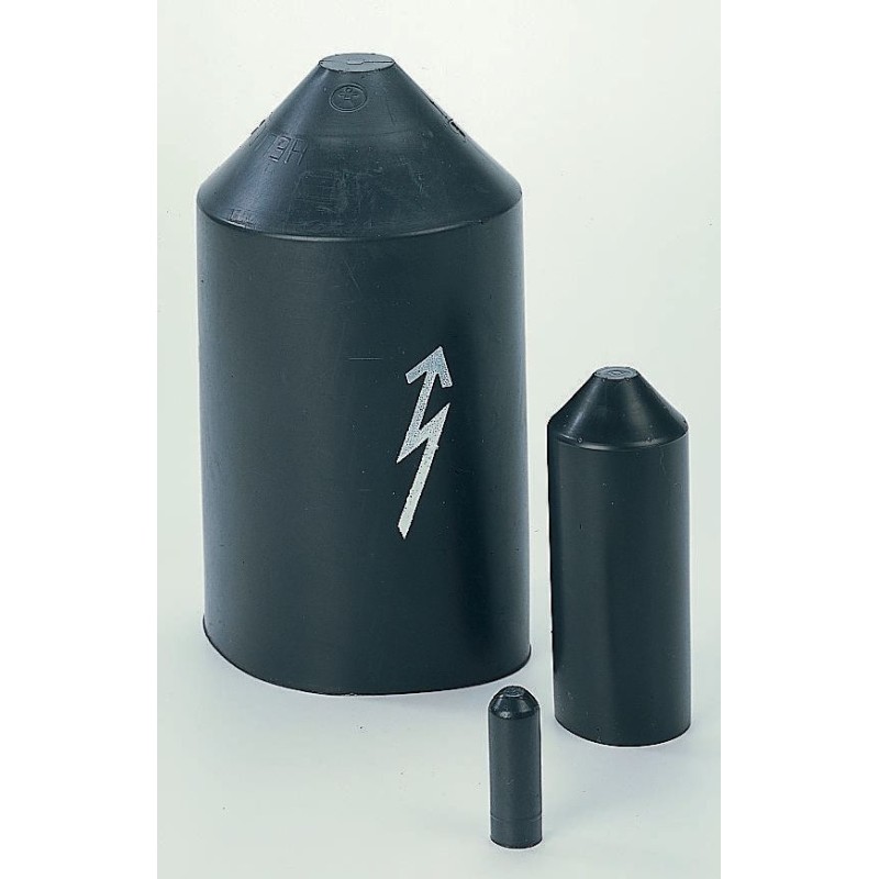 1 pcs - HellermannTyton End Cap Black, Polyolefin Cross Linked (POX) Adhesive Lined, 40mm