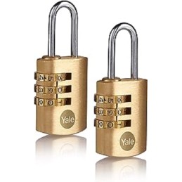 1 pcs - YALE Combination Brass, Steel Combination Padlock, 3mm Shackle, 23mm Body
