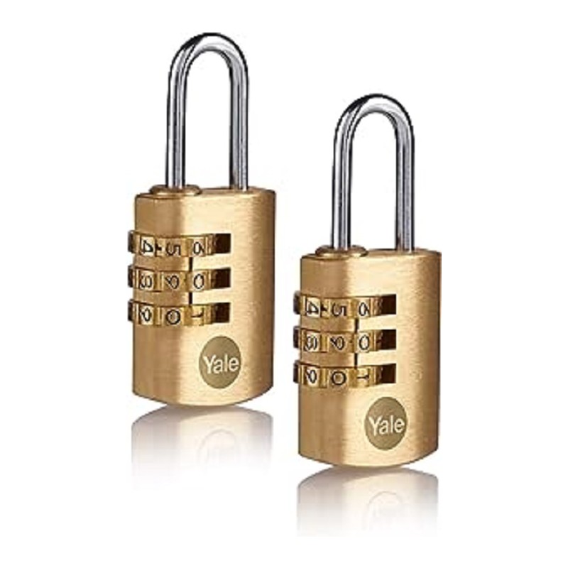 1 pcs - YALE Combination Brass, Steel Combination Padlock, 3mm Shackle, 23mm Body
