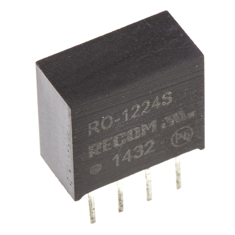 1 pcs - Recom RO DC-DC Converter, 24V dc/ 42mA Output, 10.8 - 13.2 V dc Input, 1W, Through Hole, +85°C Max Temp -40°C