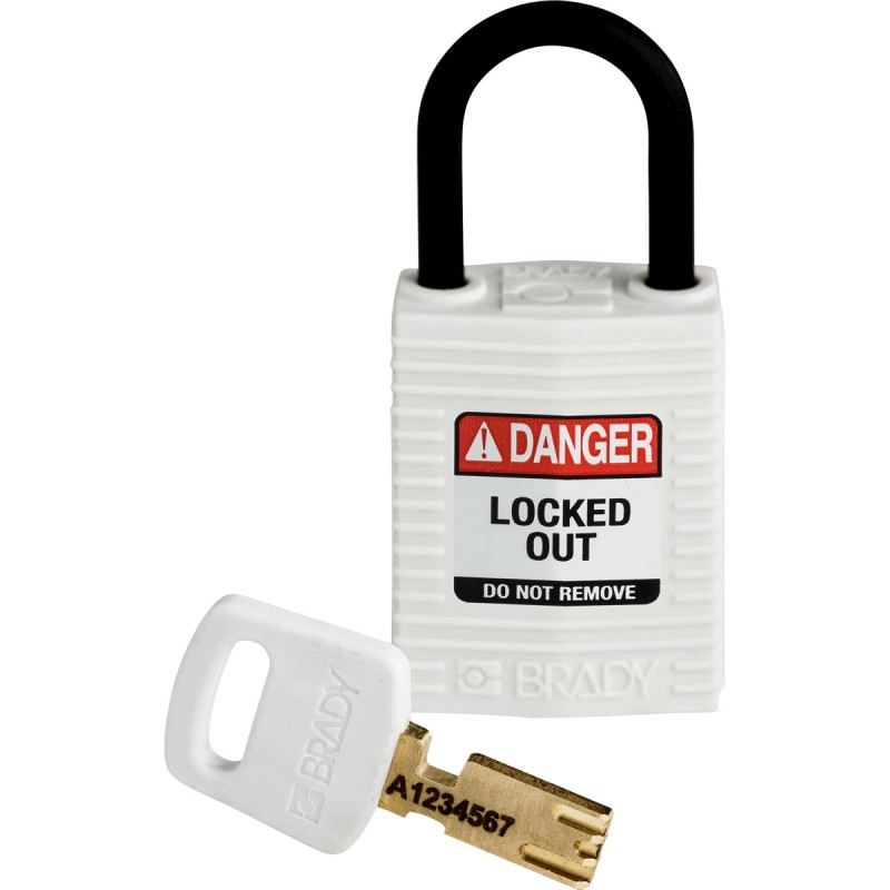 1 pcs - Brady Key Weatherproof Nylon Padlock, 4.7mm Shackle, 33mm Body