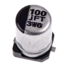 125 pcs - Panasonic 100μF Aluminium Electrolytic Capacitor 6.3V dc, Surface Mount - EEEFT0J101AR