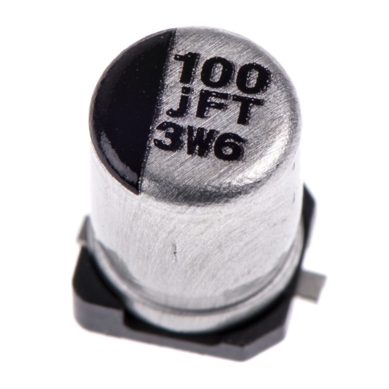 125 pcs - Panasonic 100μF Aluminium Electrolytic Capacitor 6.3V dc, Surface Mount - EEEFT0J101AR