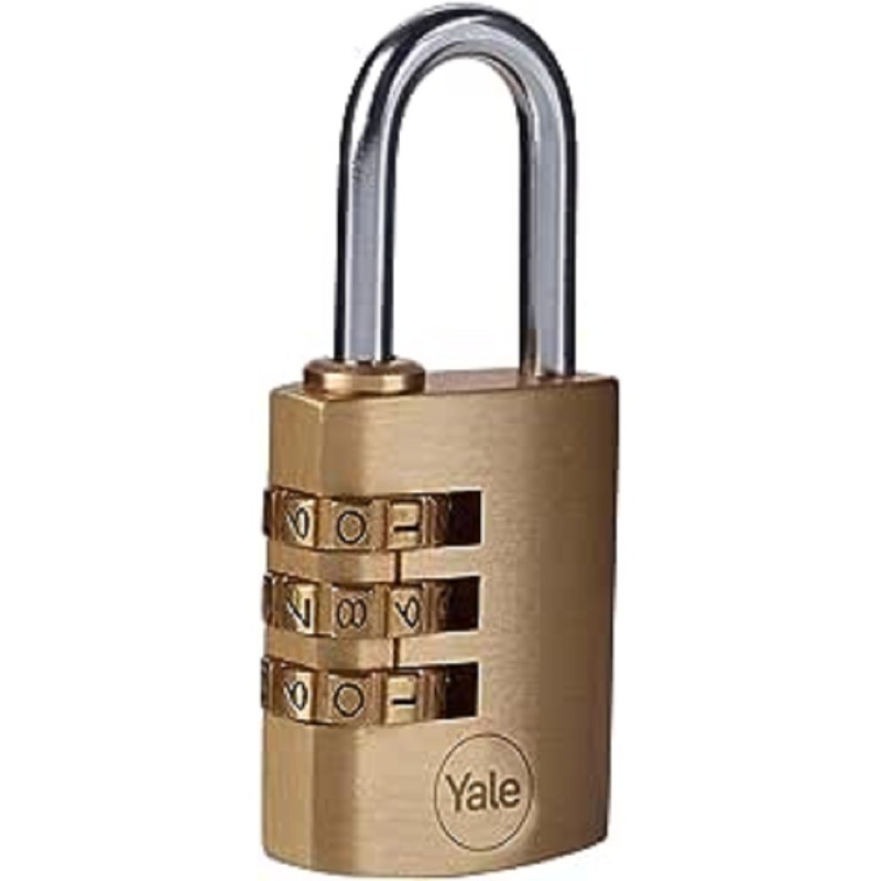 1 pcs - YALE Combination Brass Combination Padlock, 5mm Shackle, 32mm Body